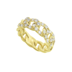 14K Yellow Gold Diamond Cuban Link Ring Size 7 4.3Dwt