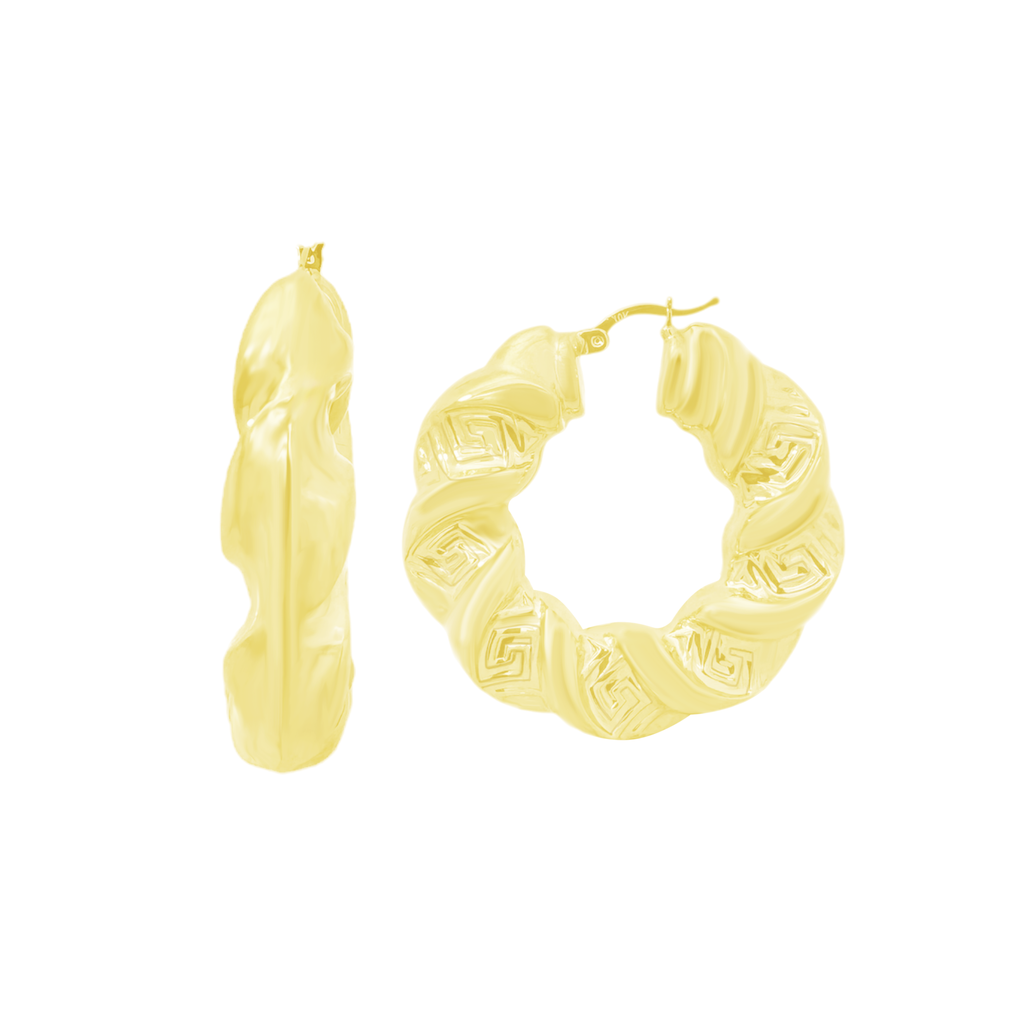 10K Yellow Gold Hollow Hoop Earrings 8.8Dwt