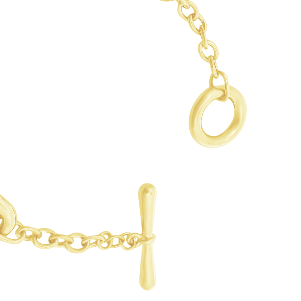 14K Yellow Gold Cz Free Form Link Bracelet 7In 4.8Dwt