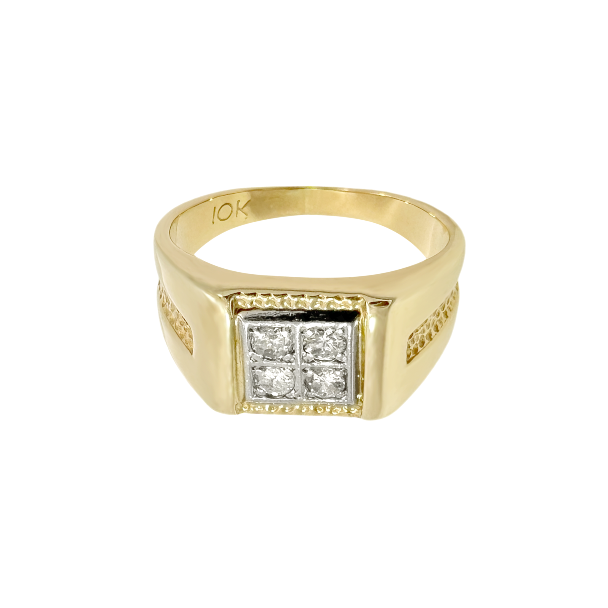 10K Yellow Gold Mens Diamond Fashion Ring Size 8 4.0Dwt