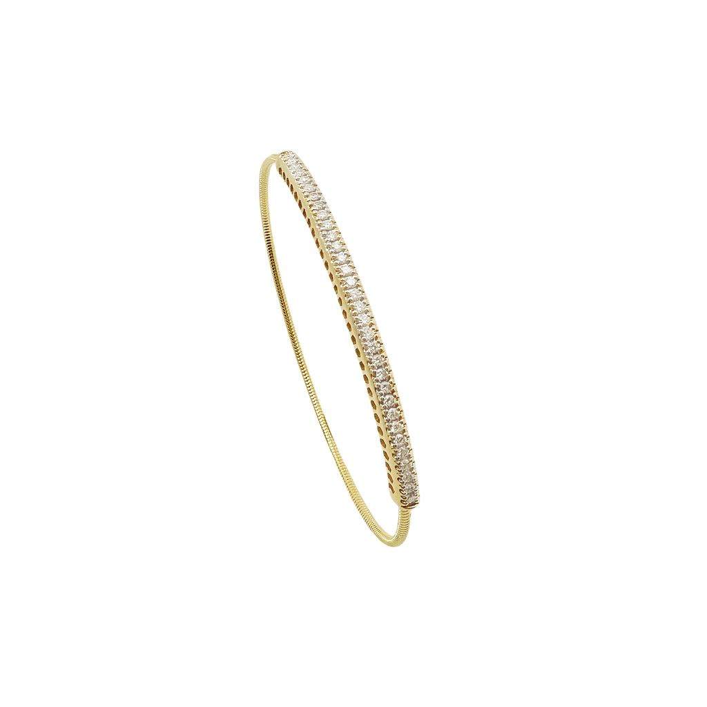 1/2Ctw 14K Yellow Gold Diamond Bangle Bracelet 3.9Dwt