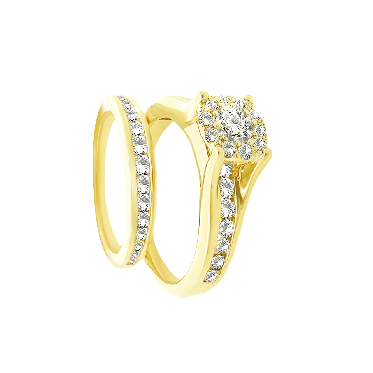 14K Yellow Gold Diamond Bridal Set Size 7 4.4Dwt