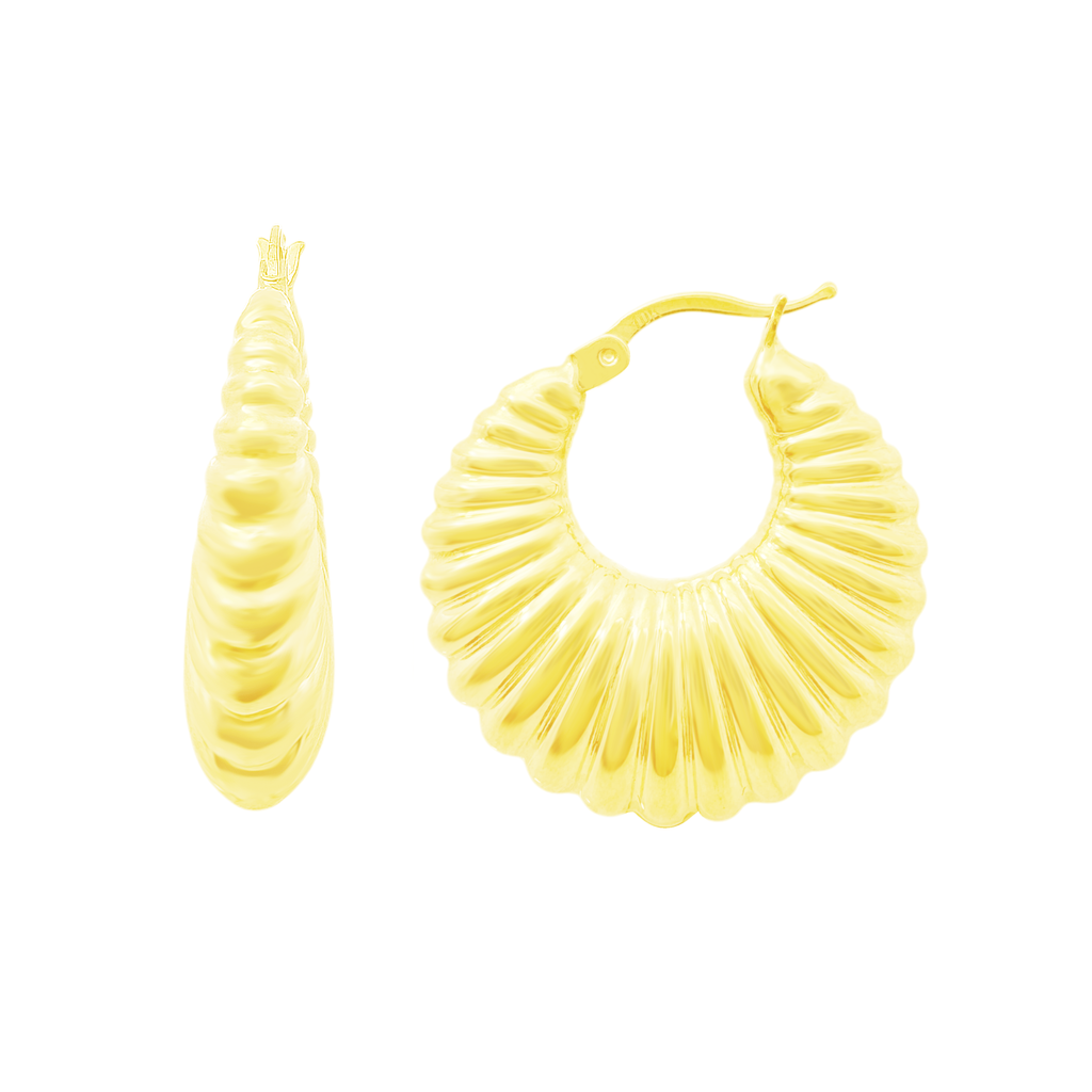 10K Yellow Gold Hollow Hoop Earrings 3.1Dwt