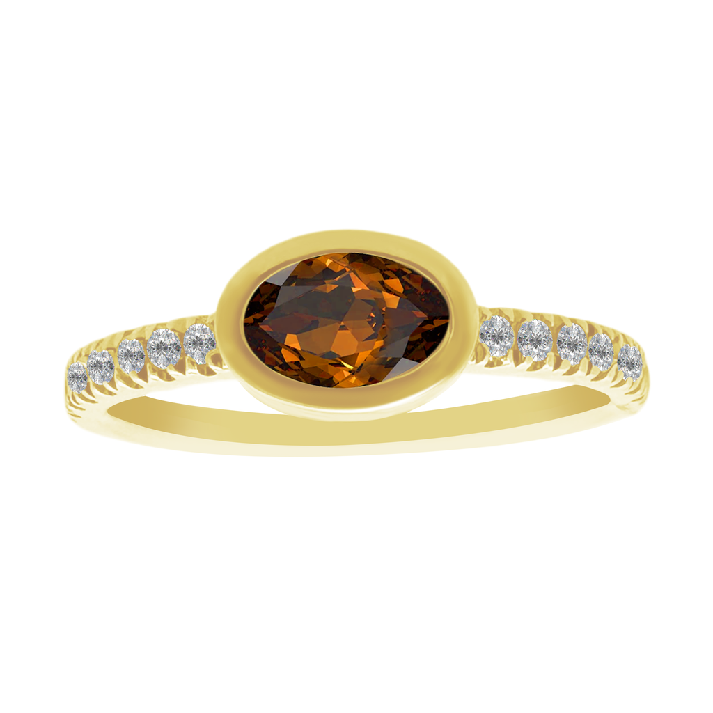 0.41Ciov 0.13Dird 14K Yellow Gold Citrine & Dia Ring Size  7 1.6Dwt