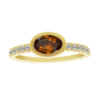 0.41Ciov 0.13Dird 14K Yellow Gold Citrine & Dia Ring Size  7 1.6Dwt