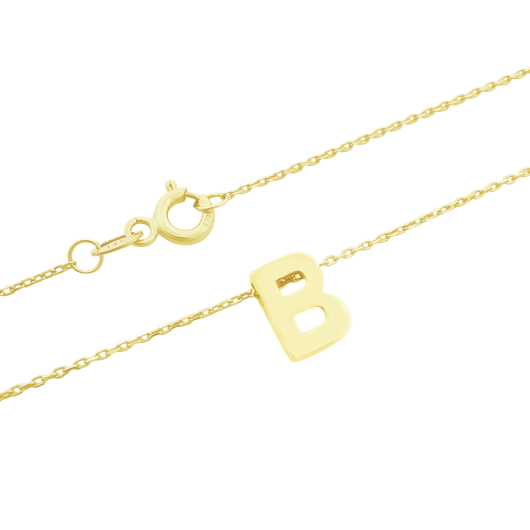 14K Yellow Gold Letter "B" Necklace 0.9Dwt