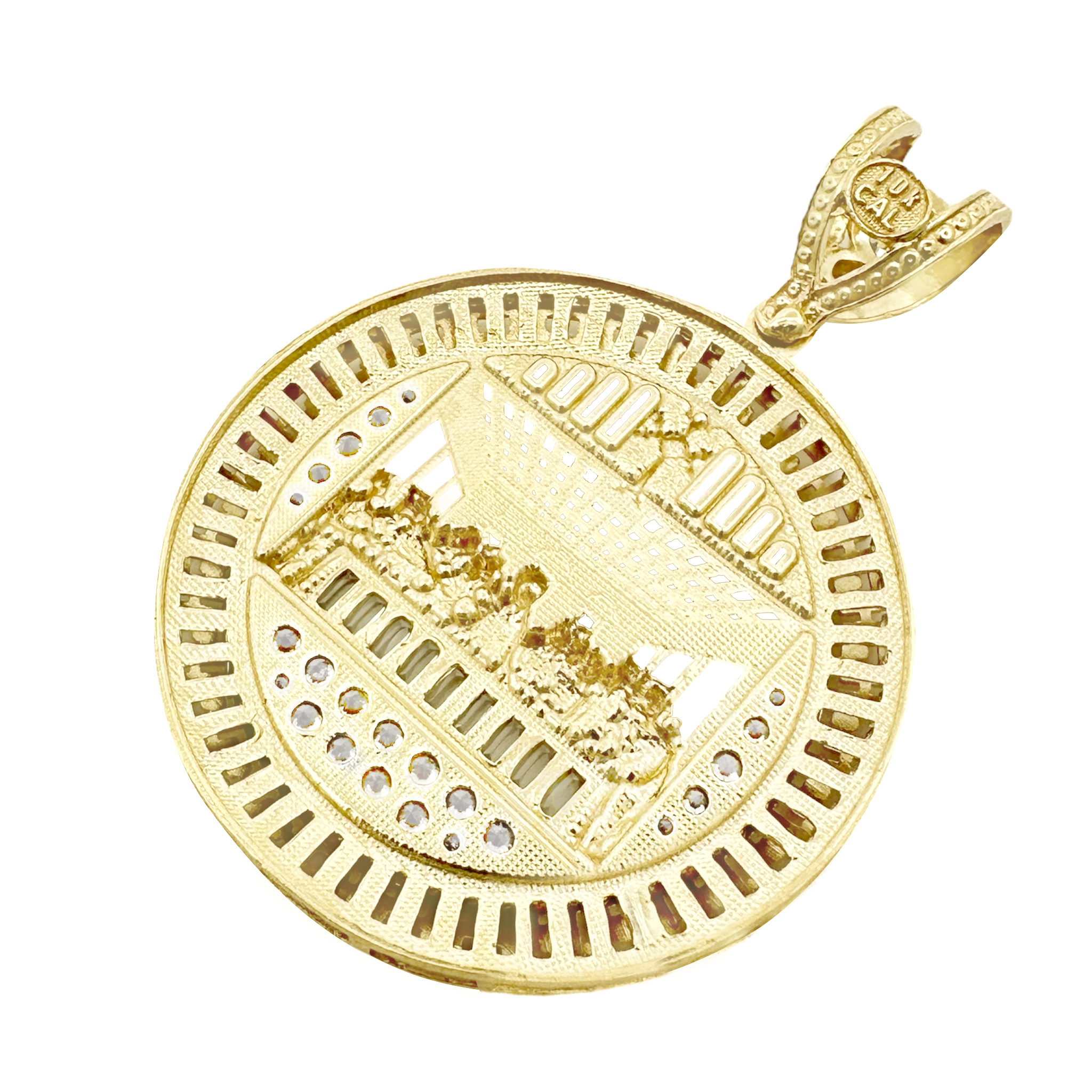 10K Yellow Gold XL Round Last Supper Pendant 22.2Dwt