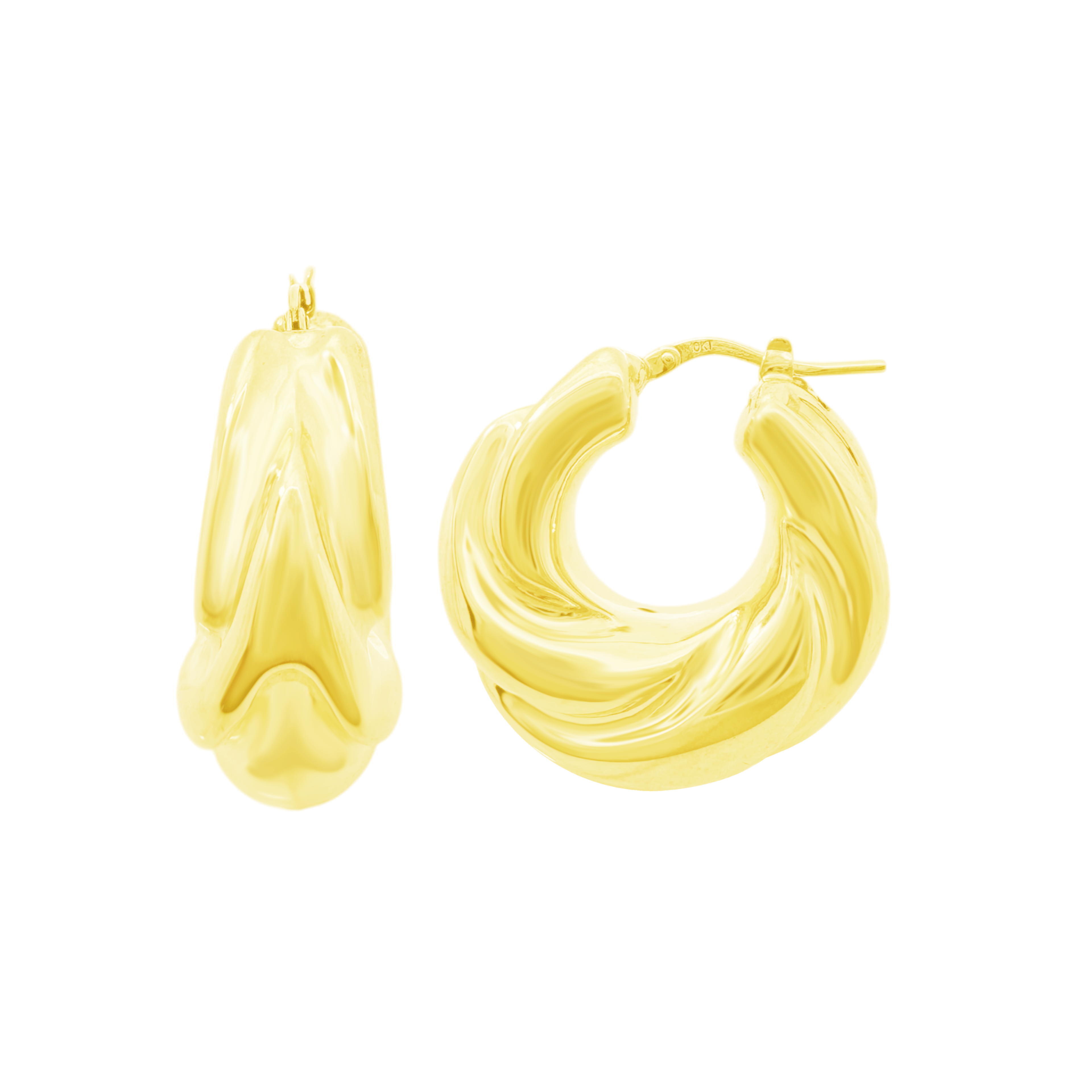 10K Yellow Gold Hollow Hoop Earrings 5.3Dwt