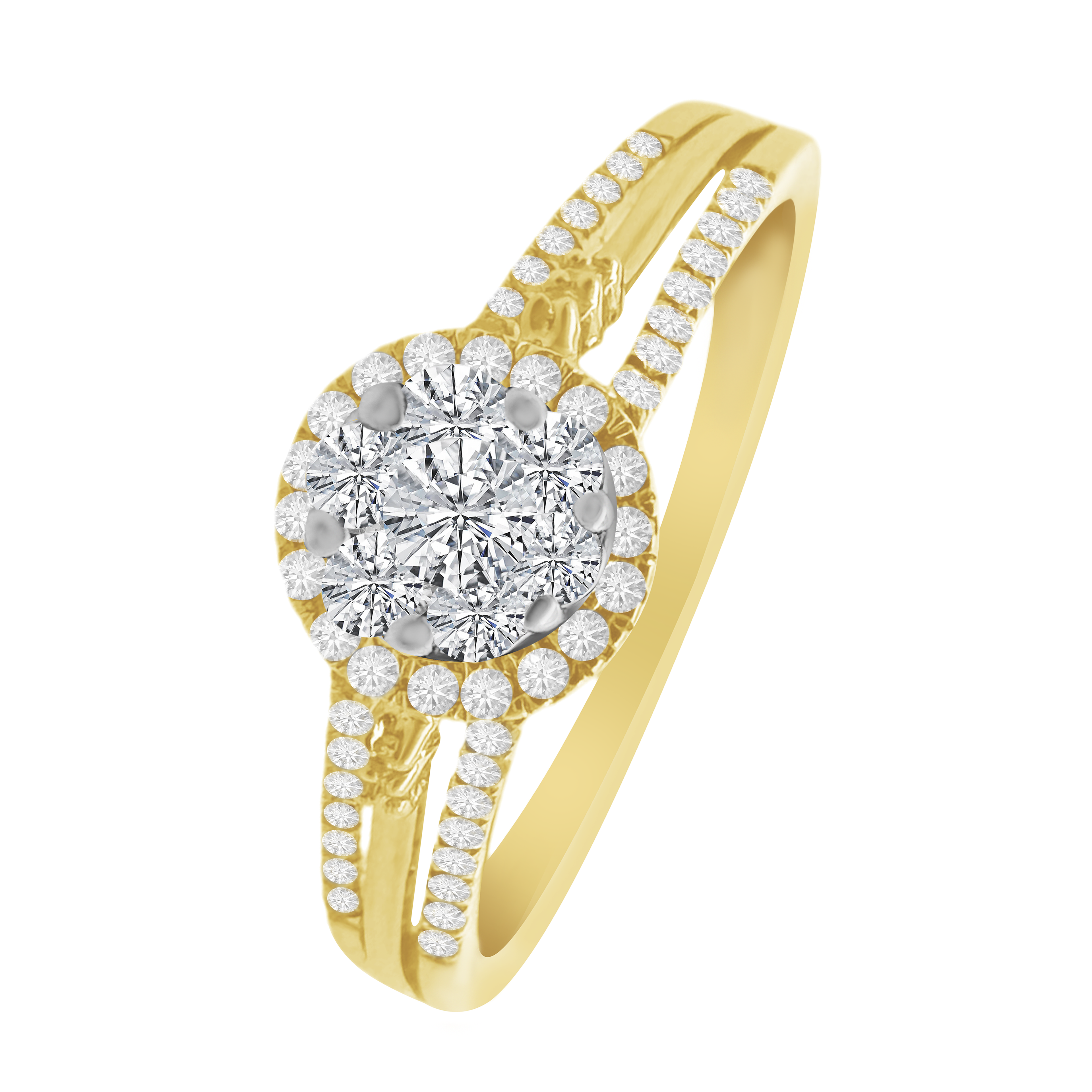 0.26Ctw 10K Yellow Gold Diamond Engagement Ring Size 7 1.5Dwt