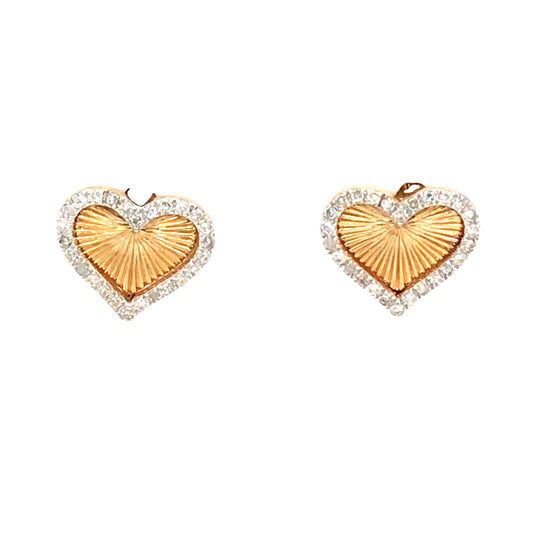 0.15Ctw 14K Yellow Gold Diamond Heart Stud Earrings 0.8