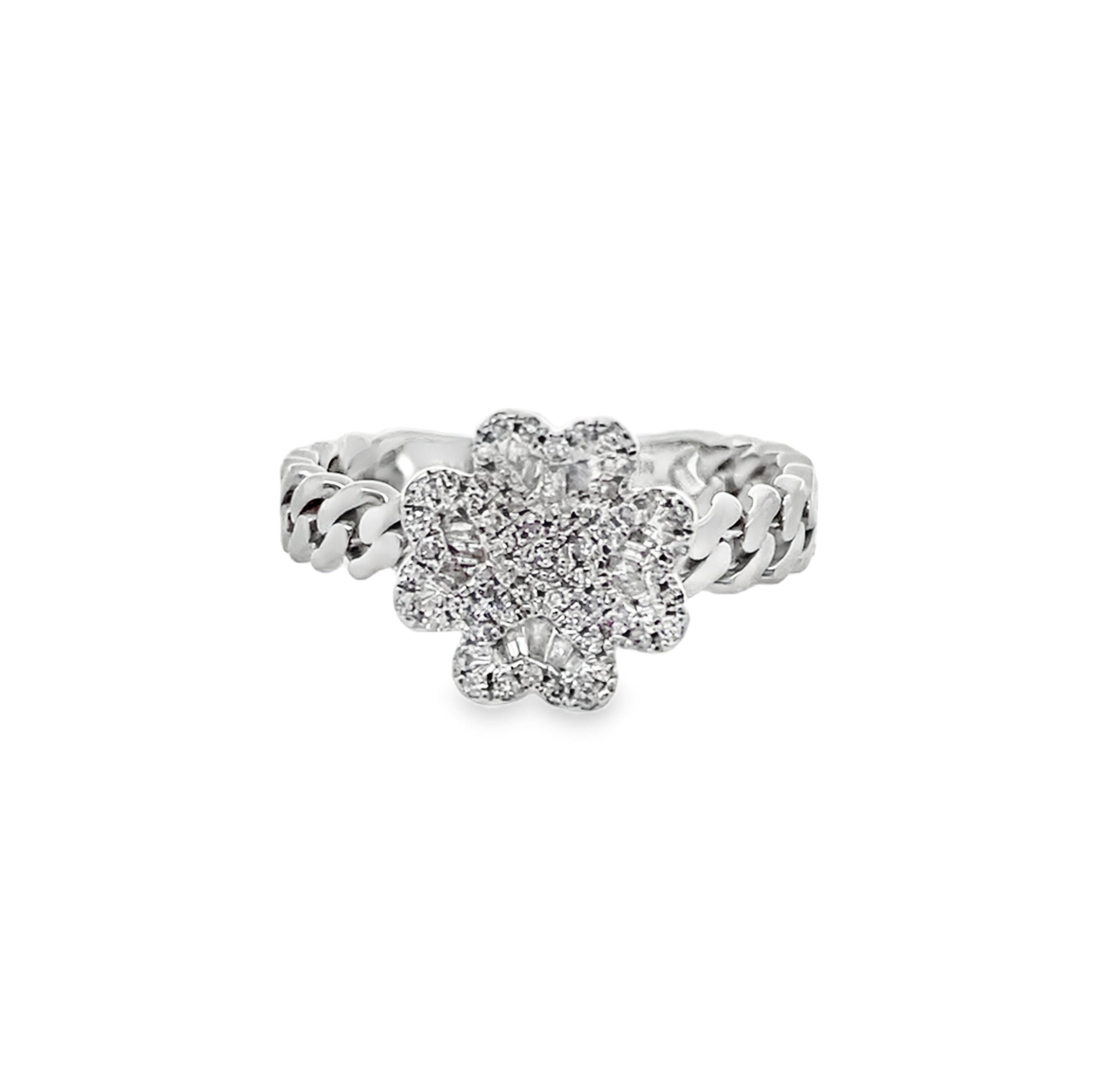 0.25Ct 14K White Gold Diamond Fashion Ring Size 7 1.9Dwt