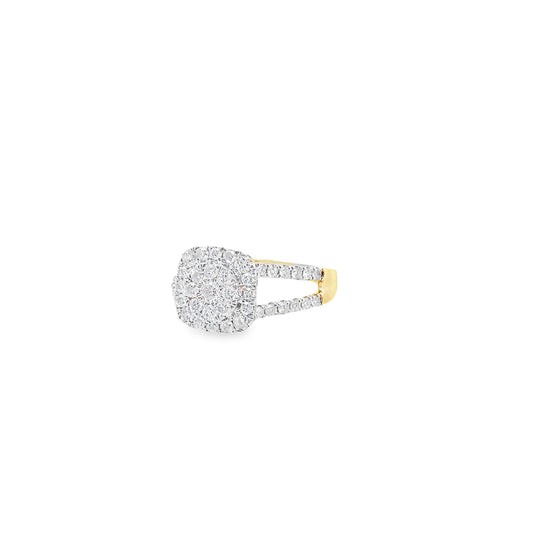 1.10Ctw 10K Yellow Gold Lds Diamond Engagement Ring Size 7 1.8Dwt