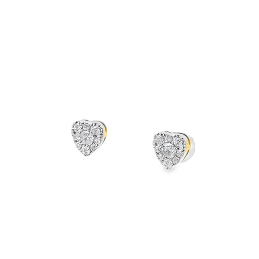 0.50Ctw 10K Yellow Gold Heart Diamond Stud Earrings