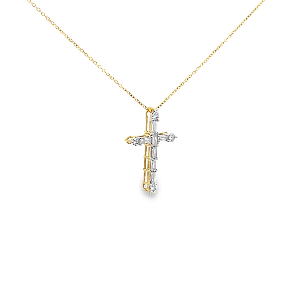 0.50Ctw 14K Yellow Diamond Cross Pendant Necklace 18In