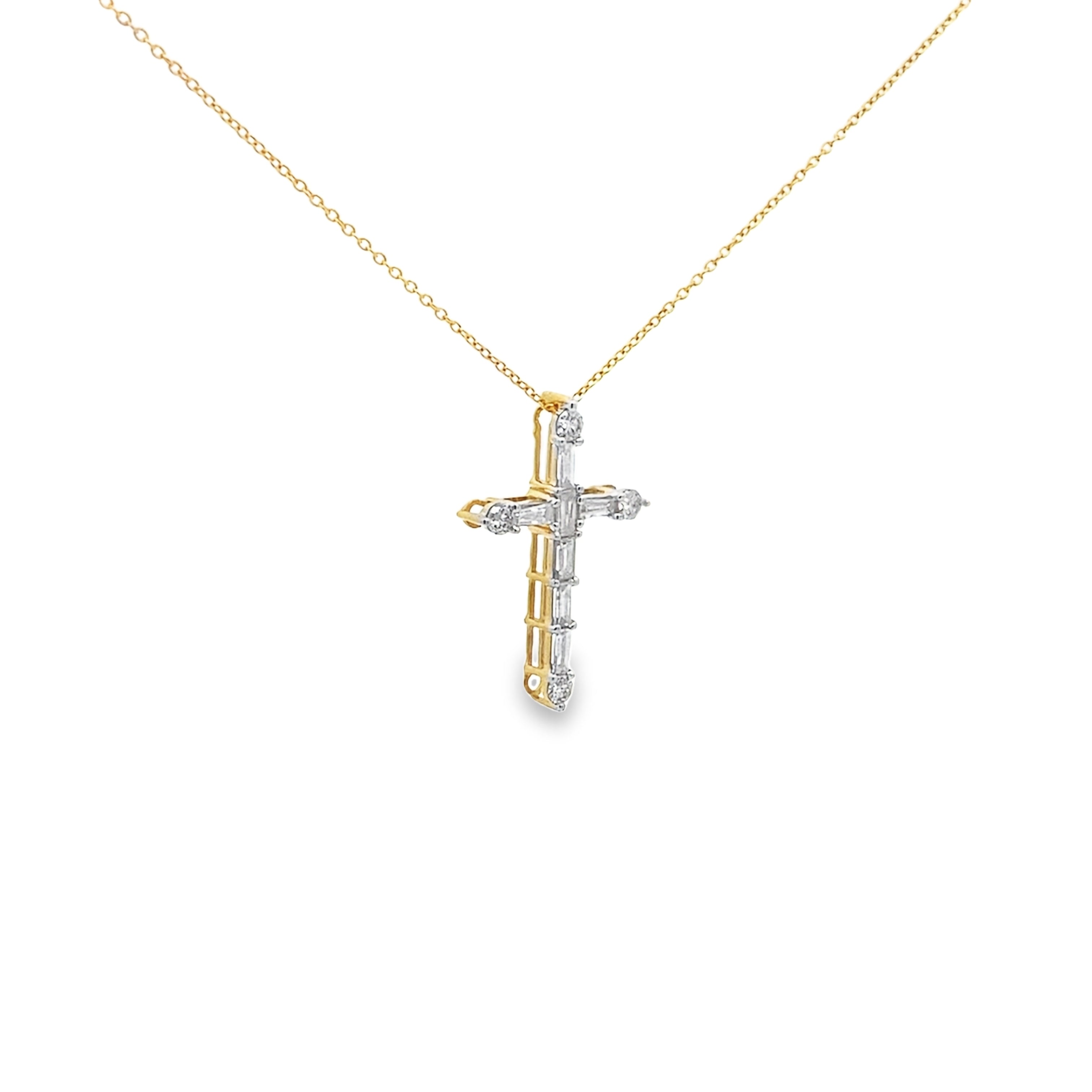 0.50Ctw 14K Yellow Diamond Cross Pendant Necklace 18In