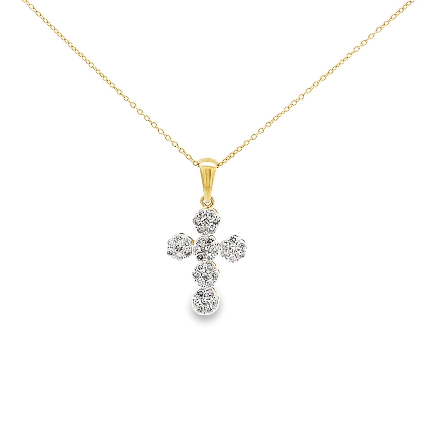 0.50Ctw 14K Yellow Gold Diamond Cross Necklace 20In 1.3Dwt