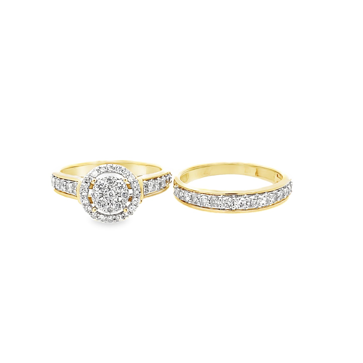 1.0Ctw 14K Yellow Gold Diamond Wedding Set Size 7 3.3Dwt