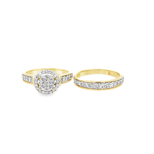 1.0Ctw 14K Yellow Gold Diamond Wedding Set Size 7 3.3Dwt