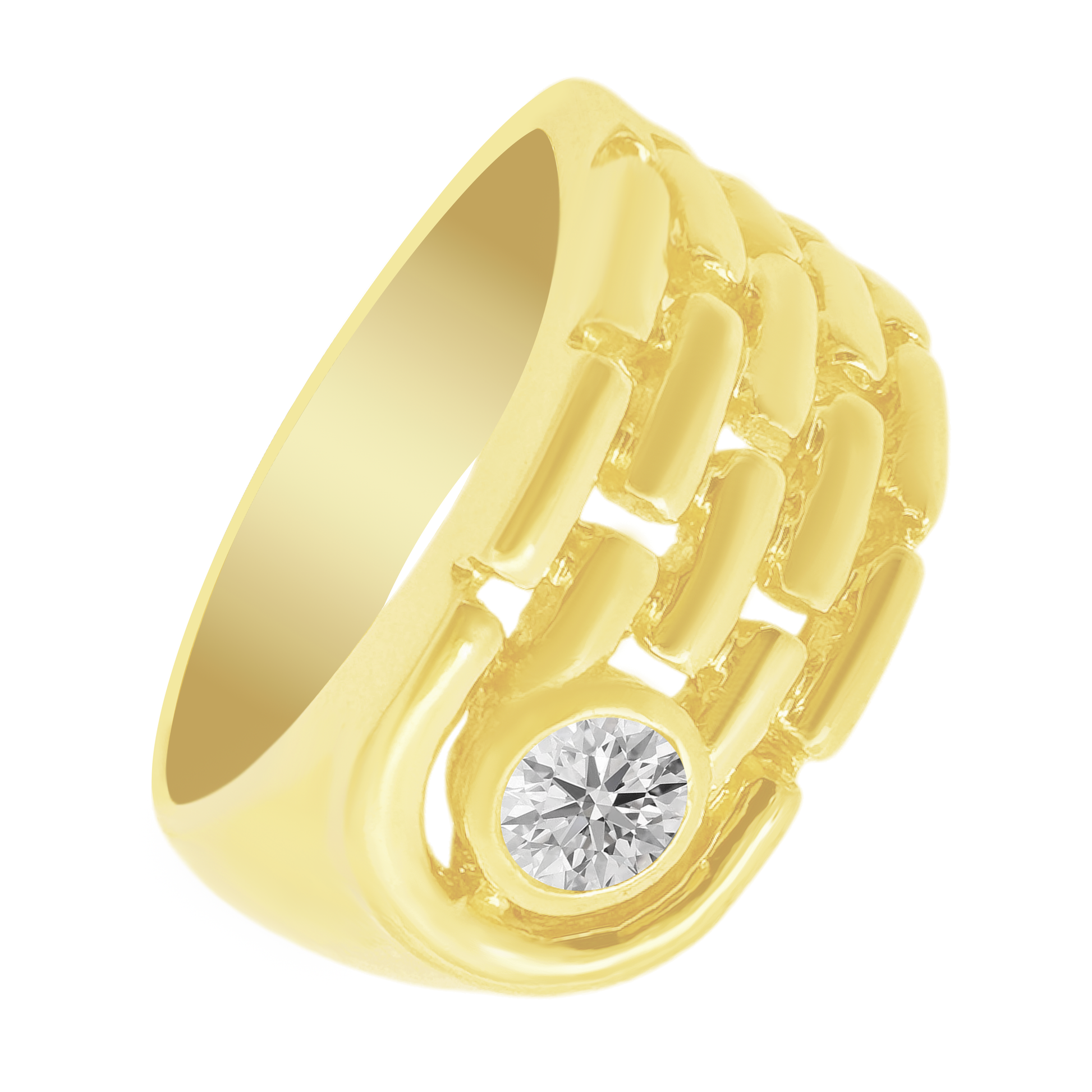 14K Yellow Gold Diamond Fashion Mens Ring Size 8 5.1Dwt