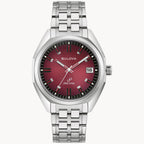 Bulova Jet Star Watch (96B401) Stainless Steel, Burgundy Dial