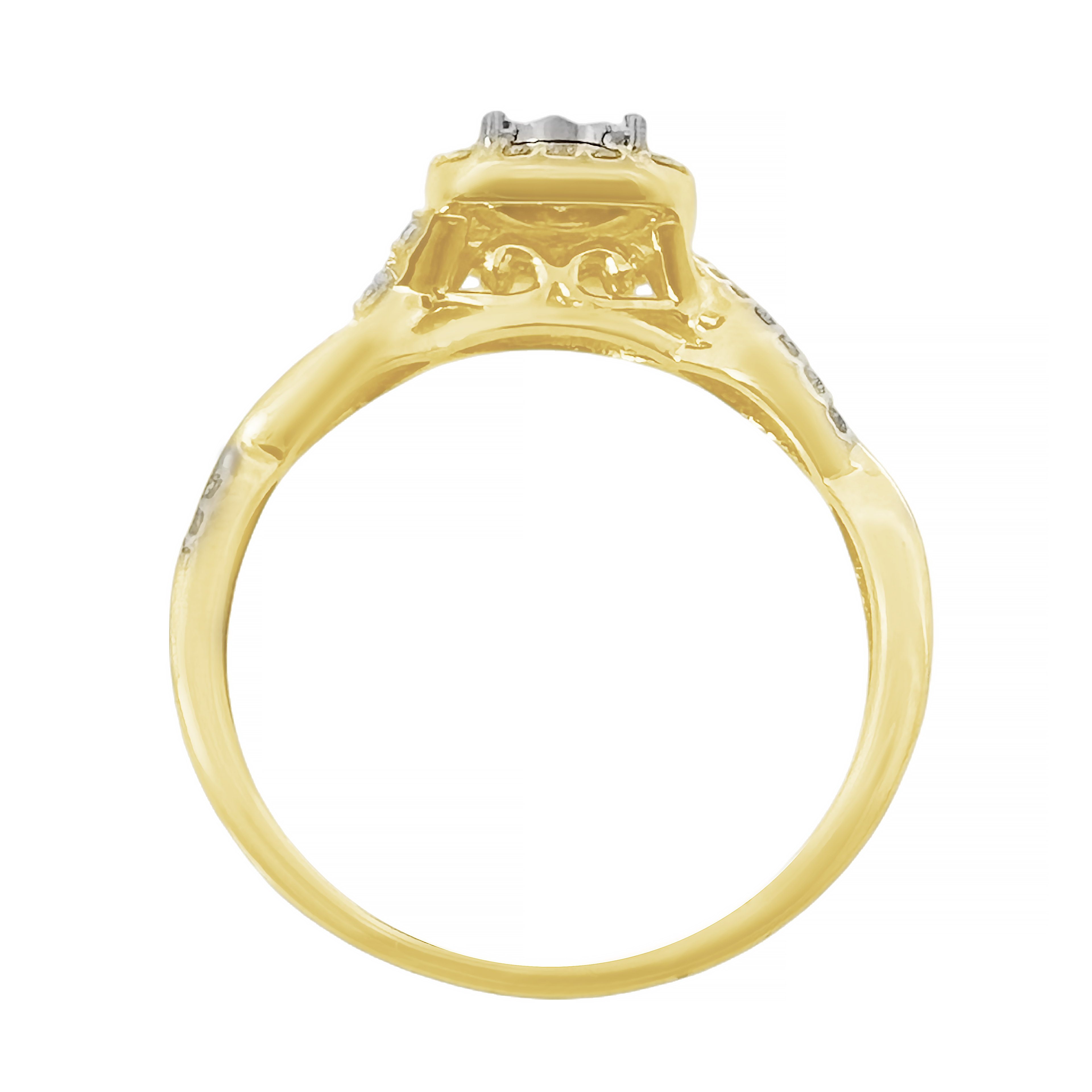 0.35Ctw 10K Yellow Gold Diamond Engagement Ring Size 7 1.4Dwt