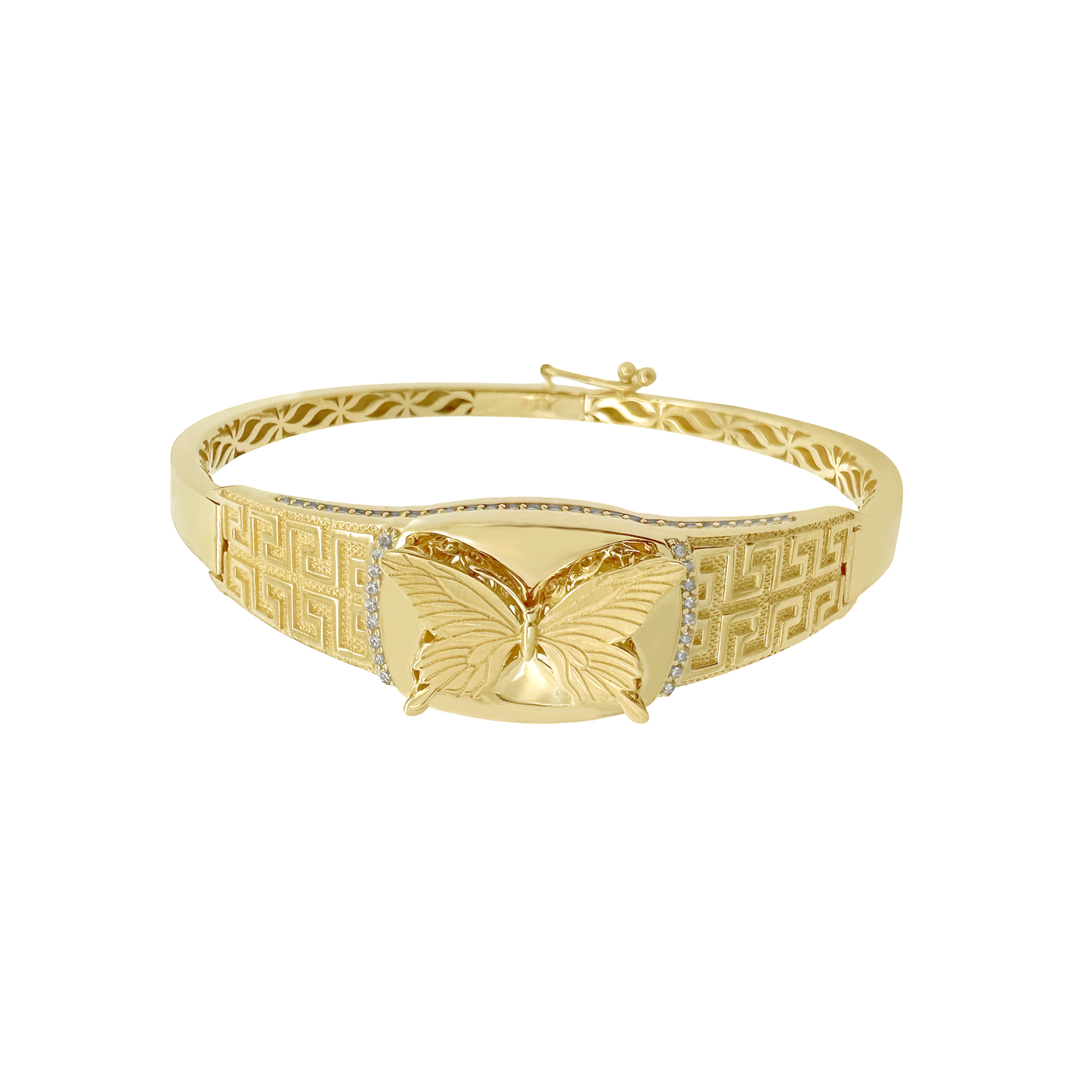 14K Yellow Gold Greek Key Butterfly Style Bangle 11.9Dwt