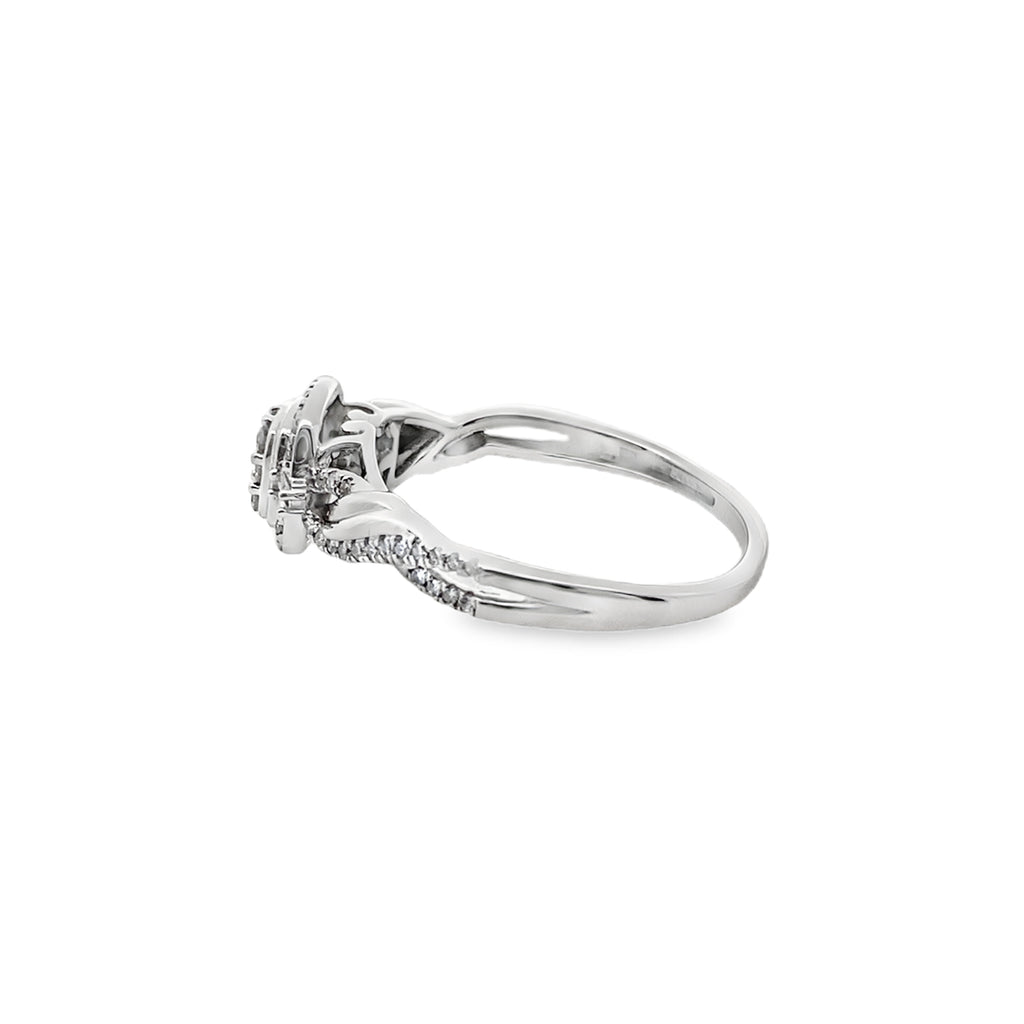 0.25Ct 14K White Gold Diamond Engagement Ring Size 7 1.6Dwt
