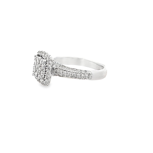 1.00Ctw 14K White Gold Diamond Engagement Ring Size 7 4.2Dwt