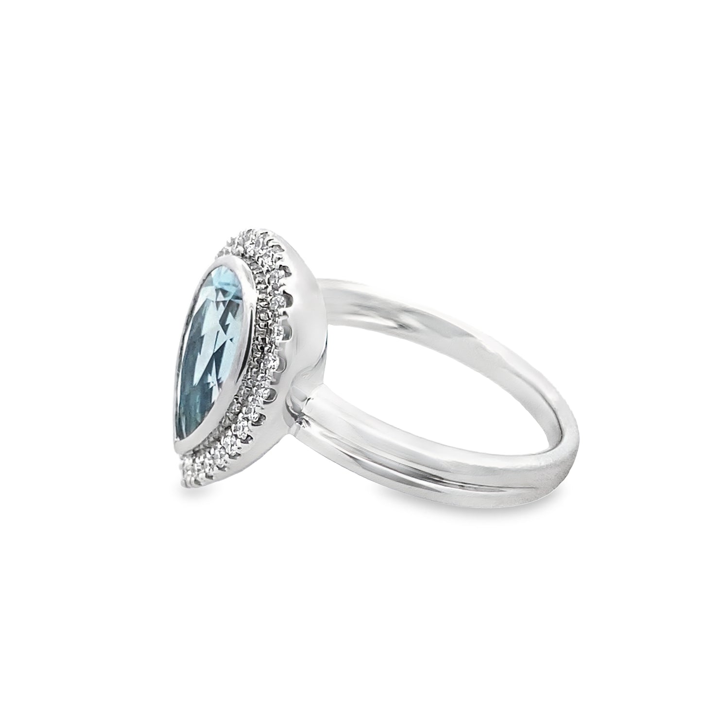 14K White Gold  Aquamarine Dia Ring 1 Aqpr 1.77 / 25 Dird 0.