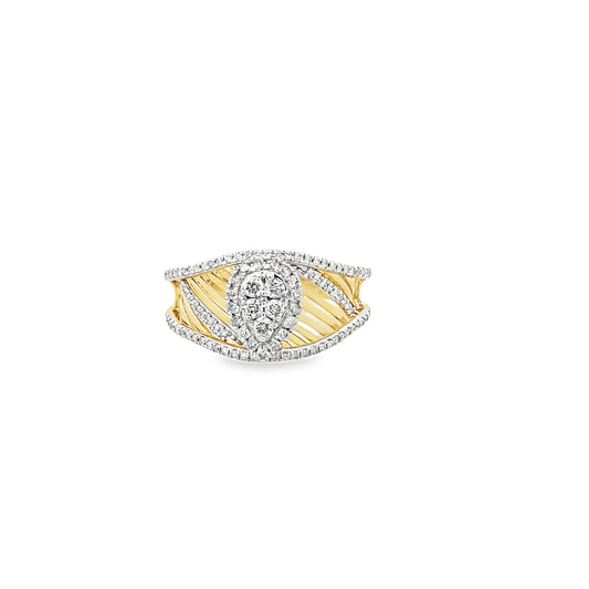 0.50Ctw 14K Yellow Gold Pear Cut Diamond Fashion Ring Size 7 2.6Dwt