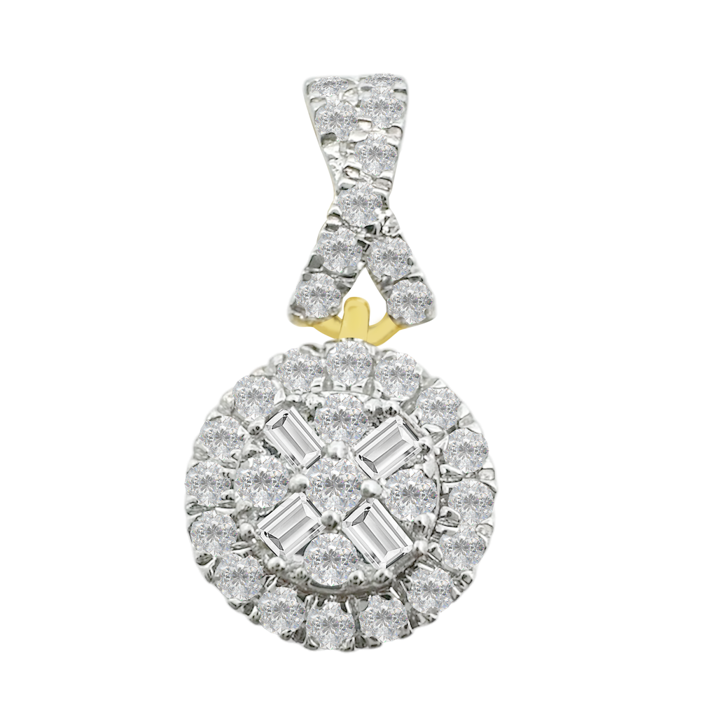 0.20Ctw 10K Yellow Gold Square Diamond Cluster Pendant 0.5Dwt