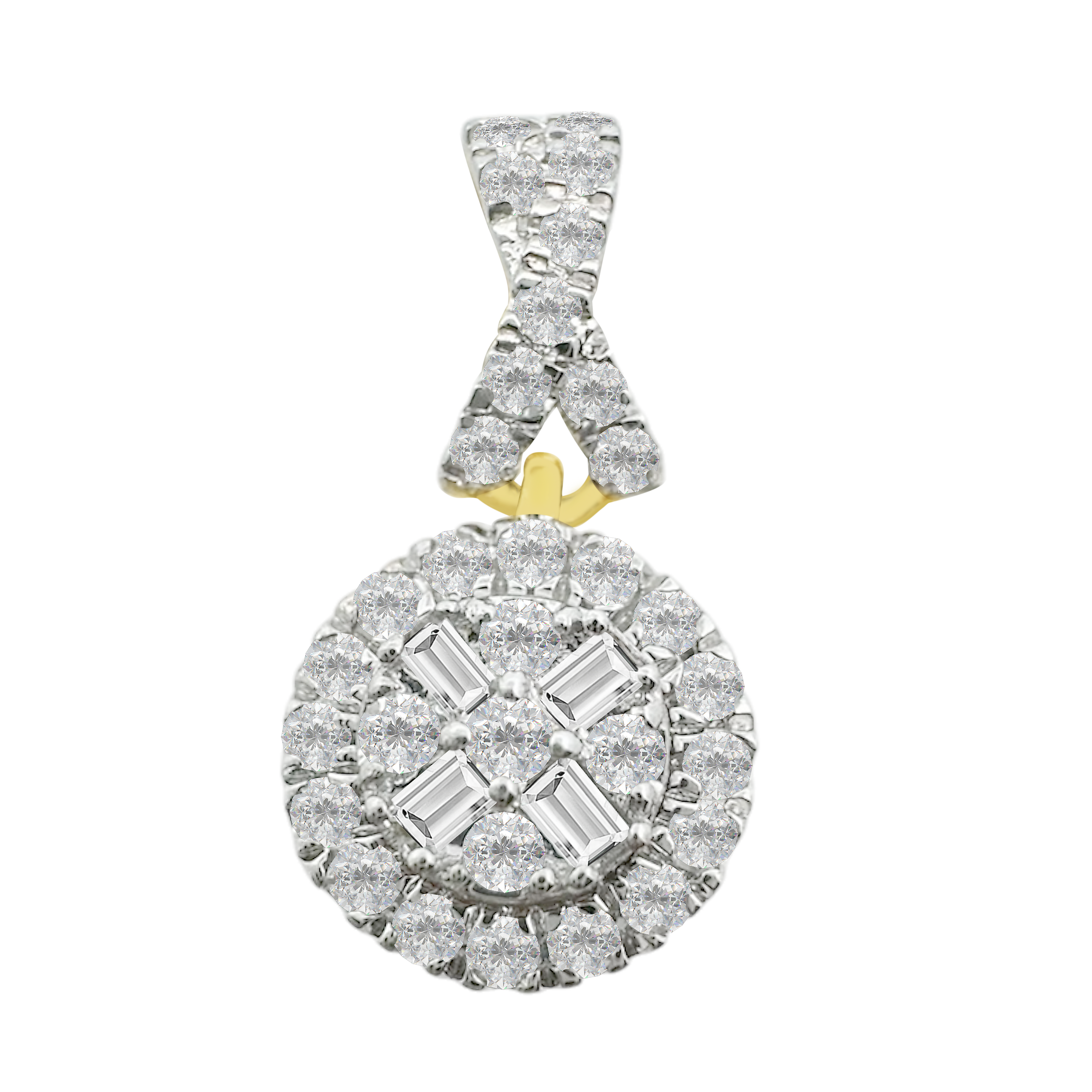 0.20Ctw 10K Yellow Gold Square Diamond Cluster Pendant 0.5Dwt
