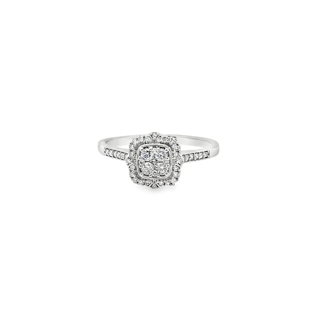 0.25Ct 14K White Gold Diamond Engagement Ring Size 7 1.5Dwt