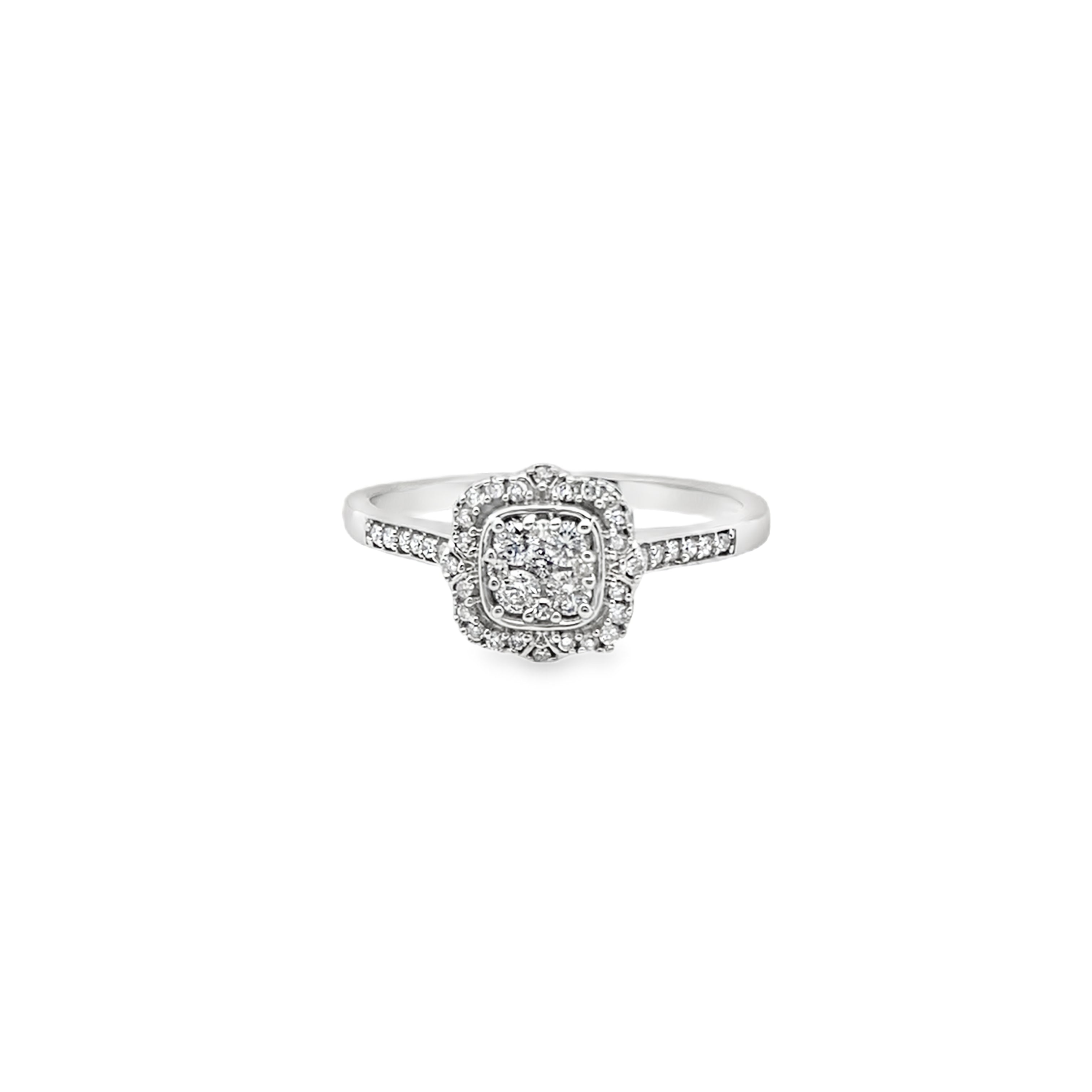 0.25Ct 14K White Gold Diamond Engagement Ring Size 7 1.5Dwt