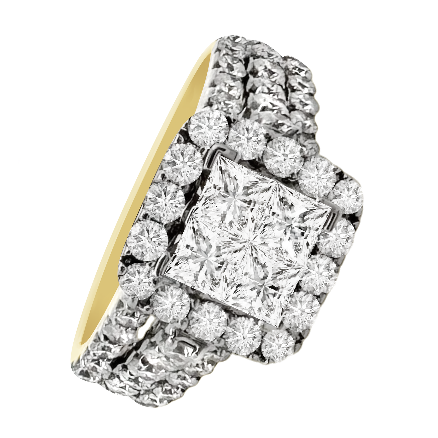 2.10Ctw 14K Yellow Gold Diamond Engagement Ring Size 7 3.1Dwt