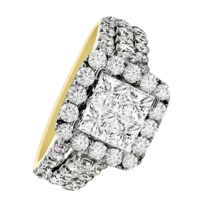2.10Ctw 14K Yellow Gold Diamond Engagement Ring Size 7 3.1Dwt