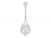 0.48Ctw 14K White Gold Diamond Vintage Pendant