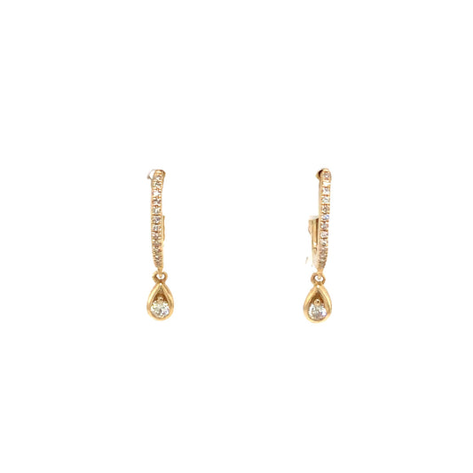 (Uj2)0.13Ctw 14K YELLOW Gold Diamond Huggie Earrings 0.8Dwt