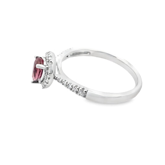 0.43 Ptpr/0.20Ctw Dird 14K White Gold Pink Tourmaline & Dia Ring Size 7 1.5Dwt