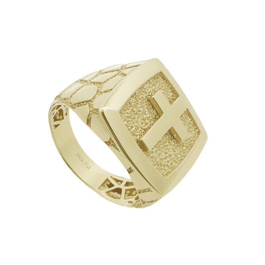 10K Yellow Gold Cross Style Mens Ring Size 11.5 3.9Dwt