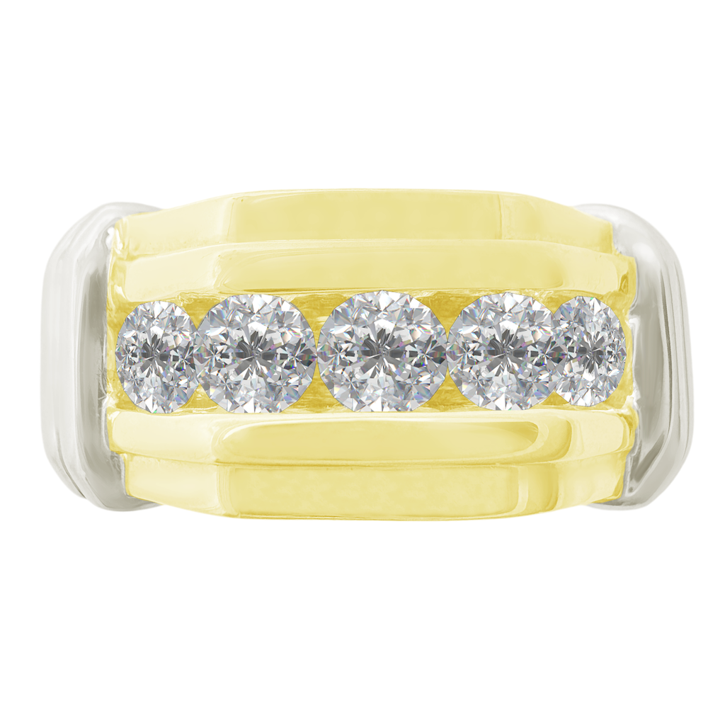 1.00Ctw 14K Two Tone Diamond Mens Wedding Band Size 10 8.3Dwt