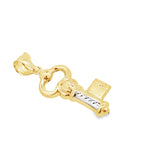 14K Yellow Gold Two Tone Skeleton Key Charm  1.3Dwt