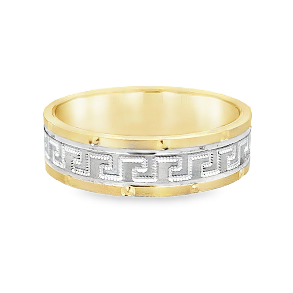 10K Yellow Gold  Greek Style Band Unisex Ring Size 8 2.2Dwt