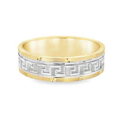 10K Yellow Gold  Greek Style Band Unisex Ring Size 8 2.2Dwt