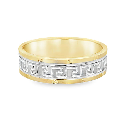 10K Yellow Gold  Greek Style Band Unisex Ring Size 8 2.2Dwt