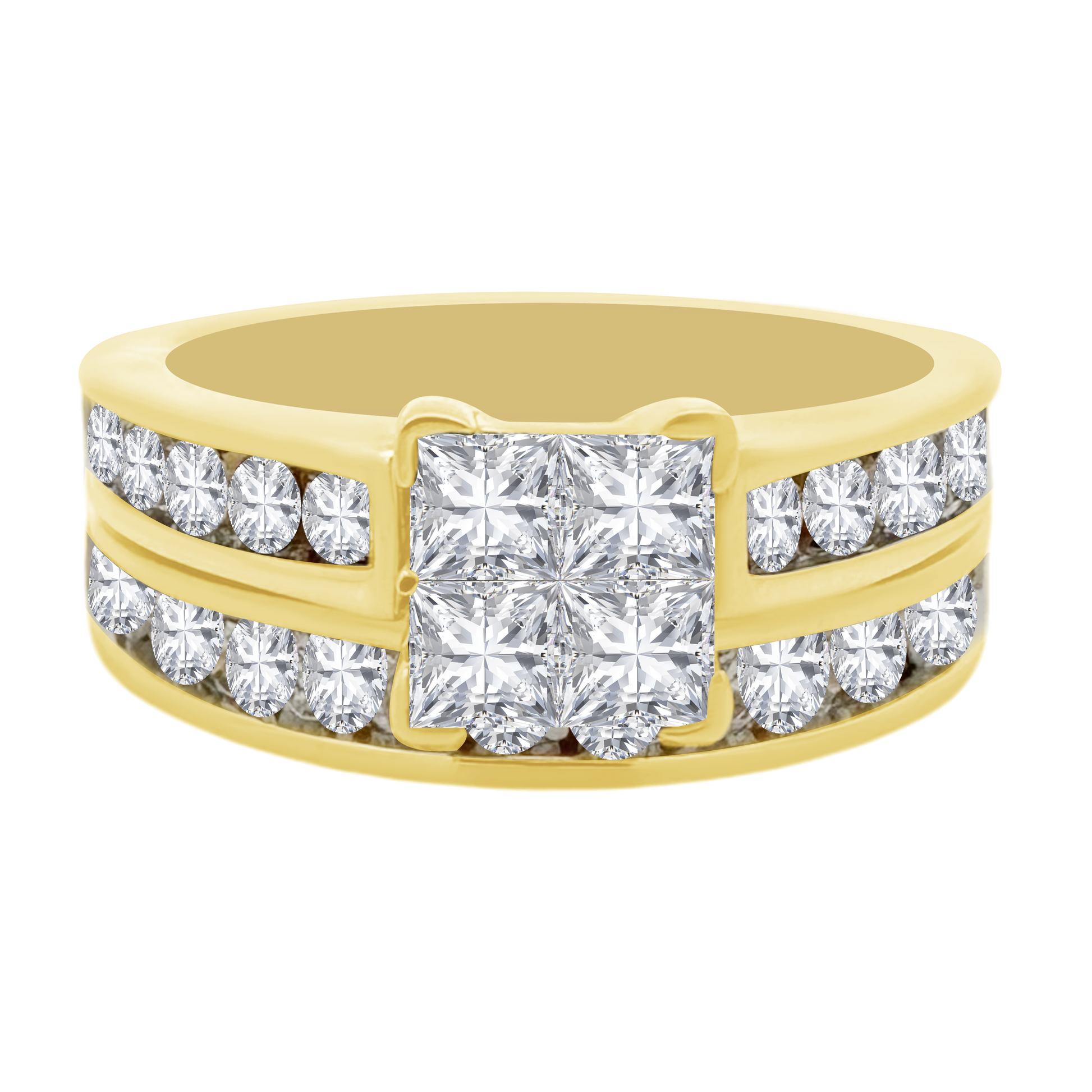 1.60Ctw 14K Yellow Gold Diamond Wedding Set Size 7 5.9Dwt