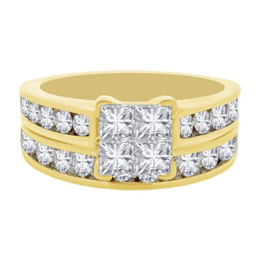 1.60Ctw 14K Yellow Gold Diamond Wedding Set Size 7 5.9Dwt