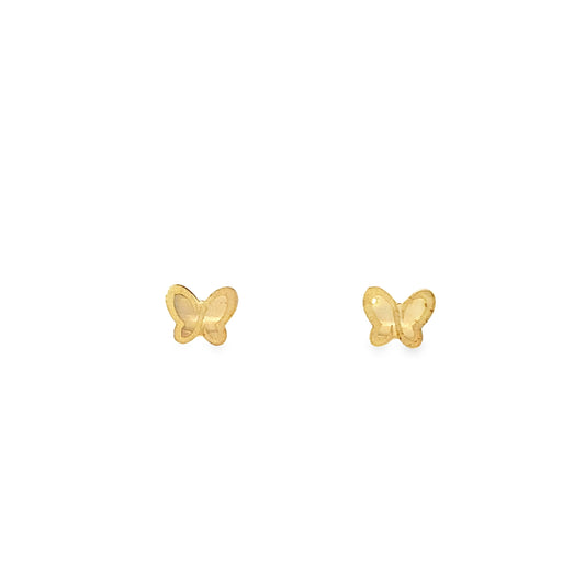 14K Yellow Gold Butterflies Stud Earrings