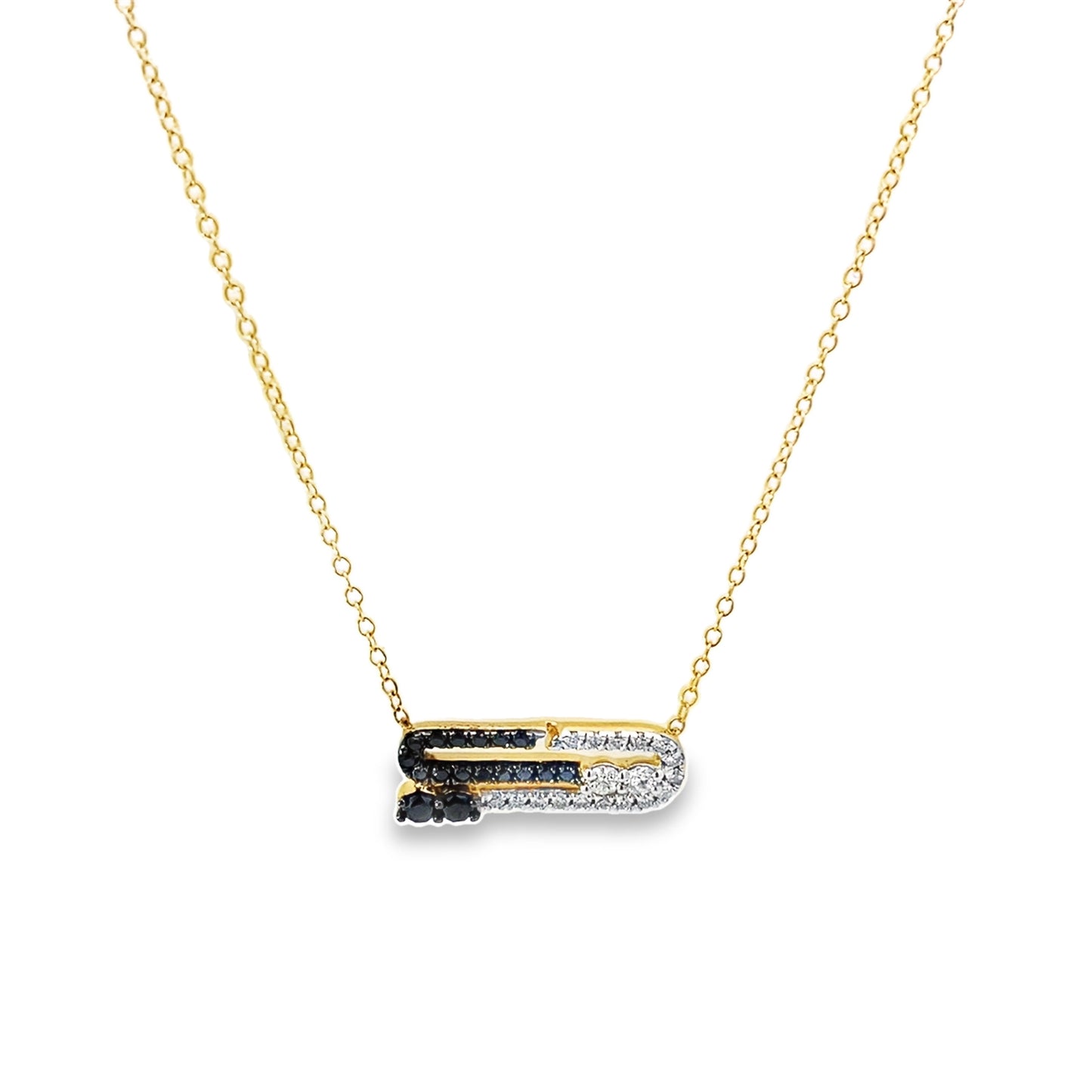 0.50Ctw 14K Yellow Gold Diamond Paperclip Necklace 18In 1.7Dwt