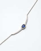 0.35Ctw Diamond 0.42Ctw Sapphire 18K White Gold Necklace 18In 1.9Dwt